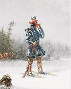 Cornelius Krieghoff Indian Hunter on Snowshoes oil painting